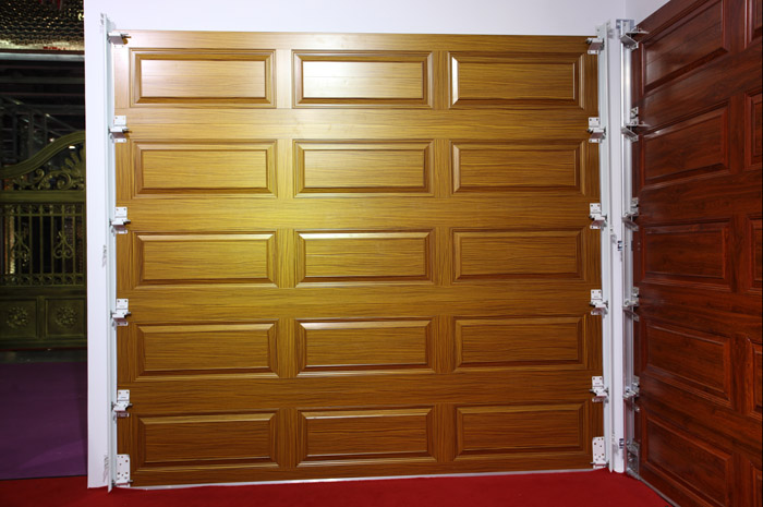 铝合金木纹色车库门